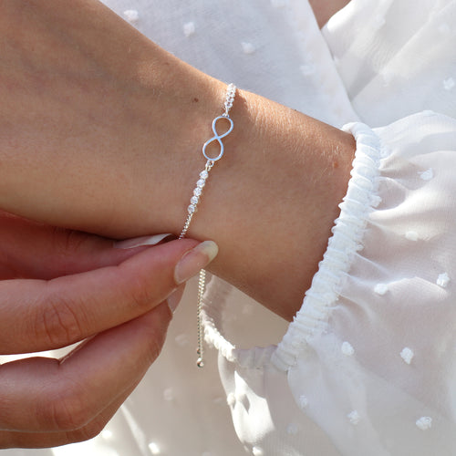 Sterling Silver And Crystal Infinity Slider Bracelet