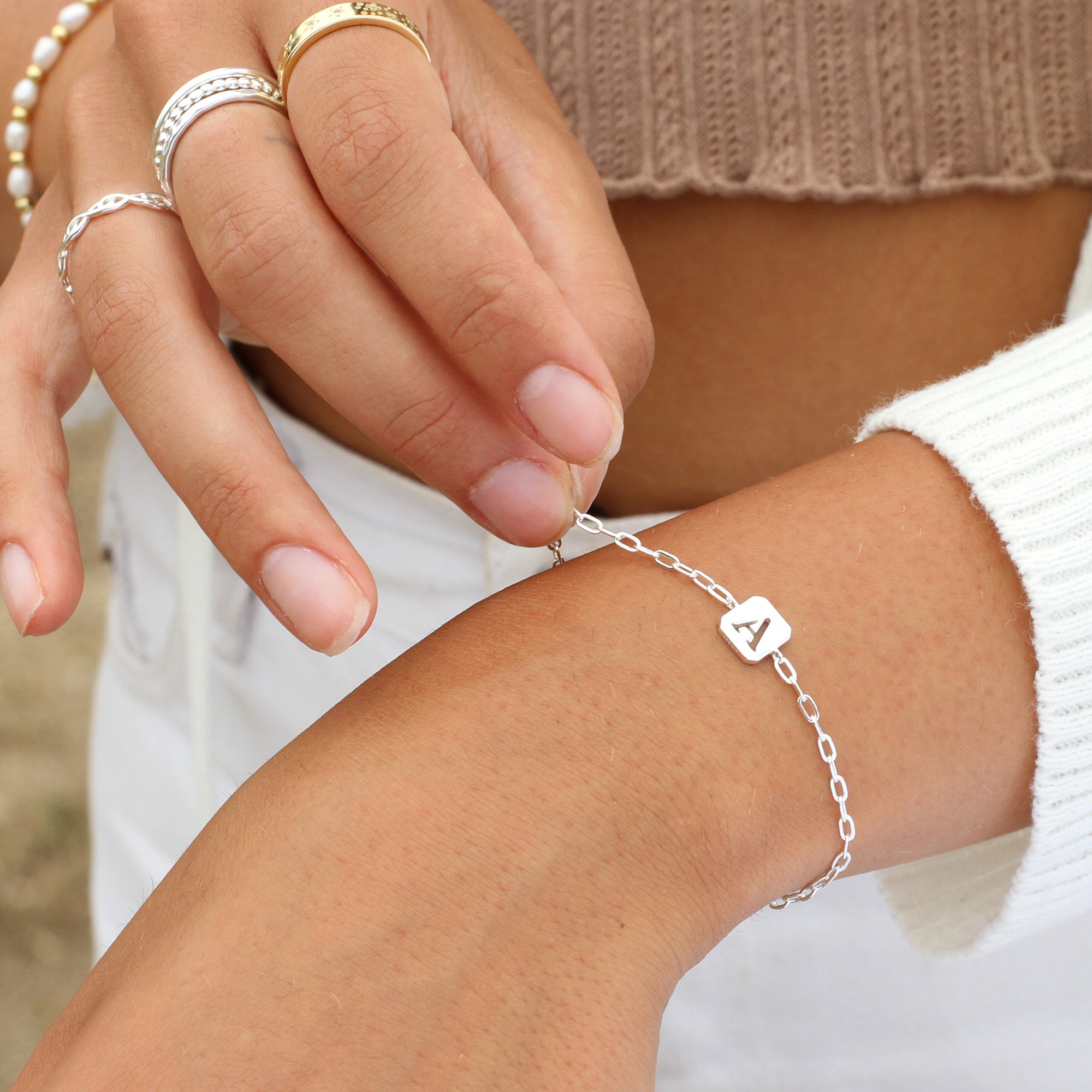 18ct Gold plated or Sterling Silver Initial Bracelet