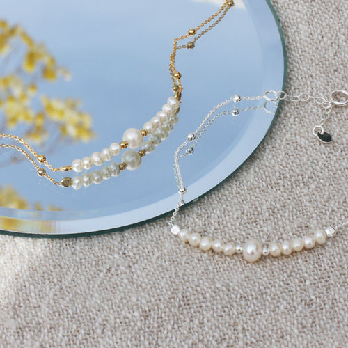 Sterling Silver Or 18ct Gold Plated Pearl Bracelet