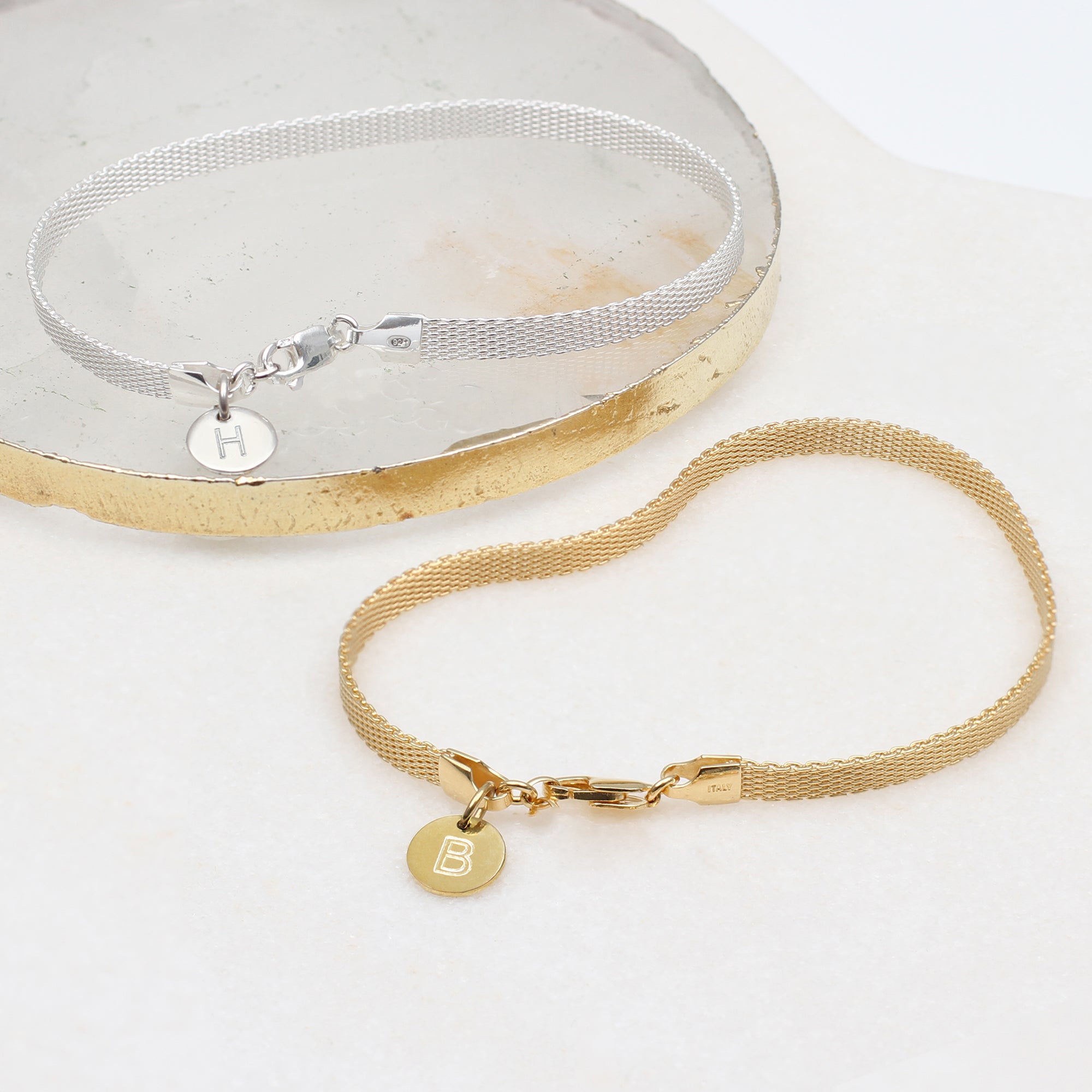 Ladies Sterling Silver Or Gold Mesh Bracelet