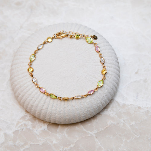 Multicoloured Pastel Gemstone 18ct Gold Bracelet