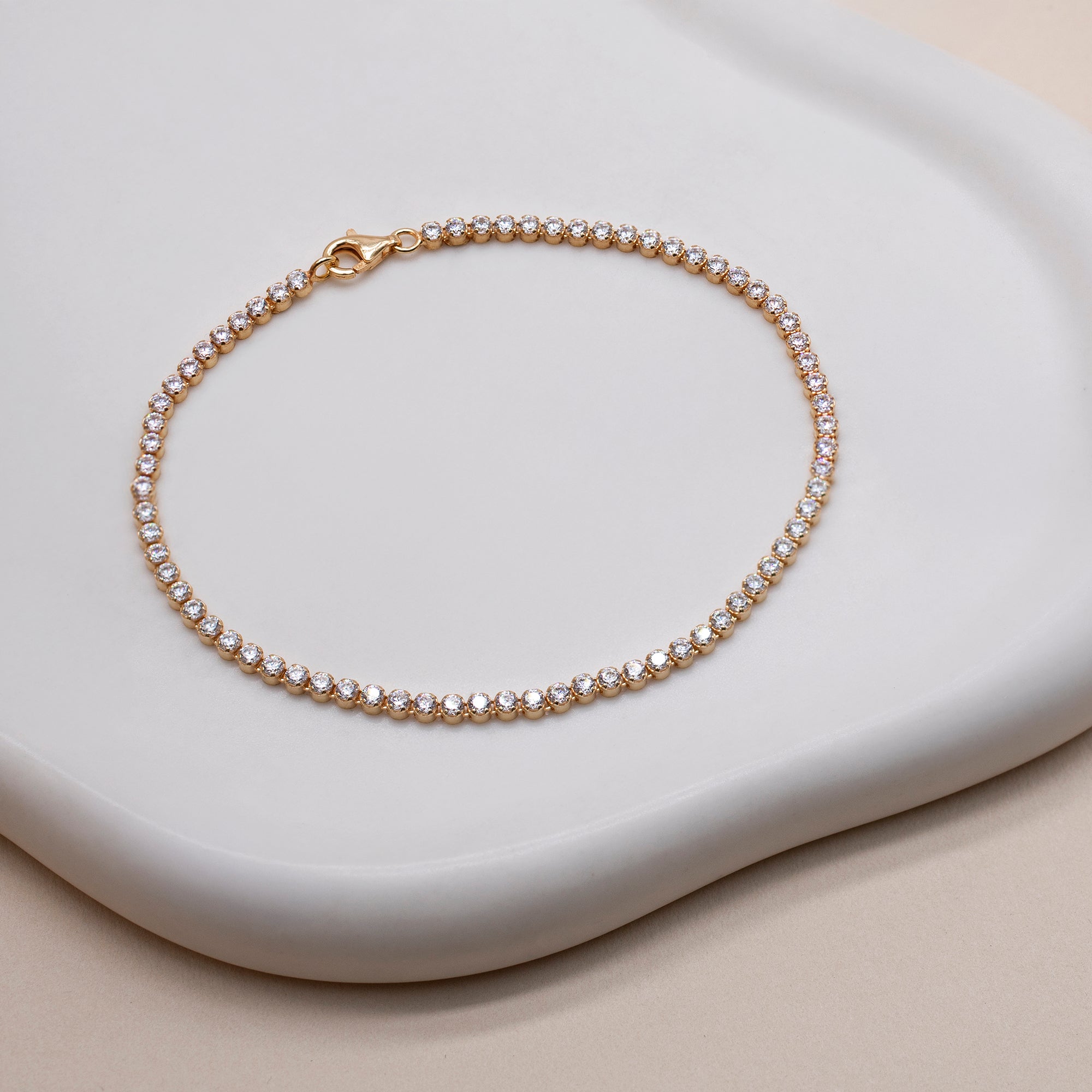 Personalised Sterling Silver or 18ct Yellow Gold CZ Tennis Bracelet