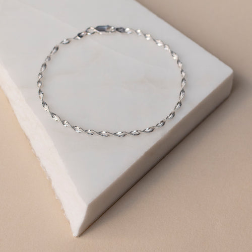 Personalised Sterling Silver Twisted Herringbone Bracelet