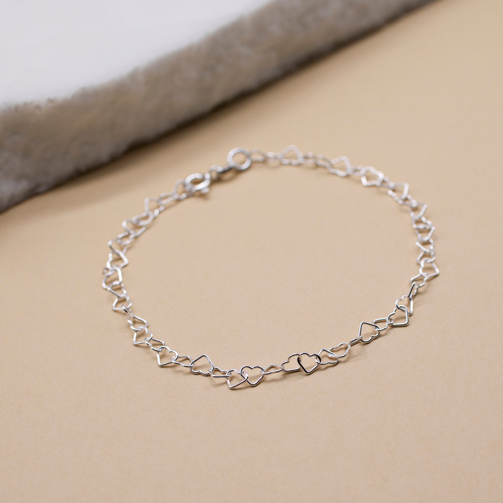 Sterling Silver or Gold Plated Open Heart Link Bracelet