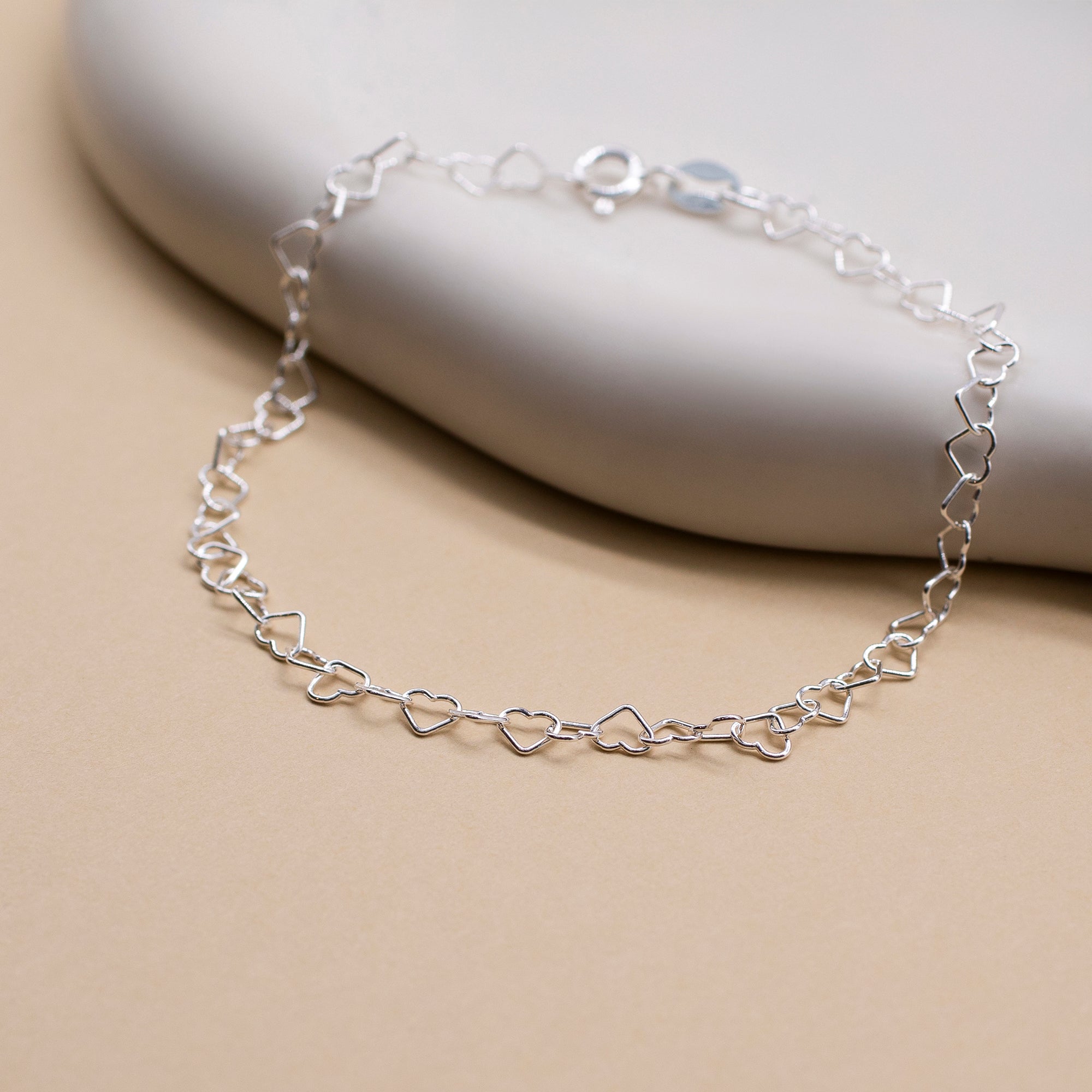 Sterling Silver or Gold Plated Open Heart Link Bracelet