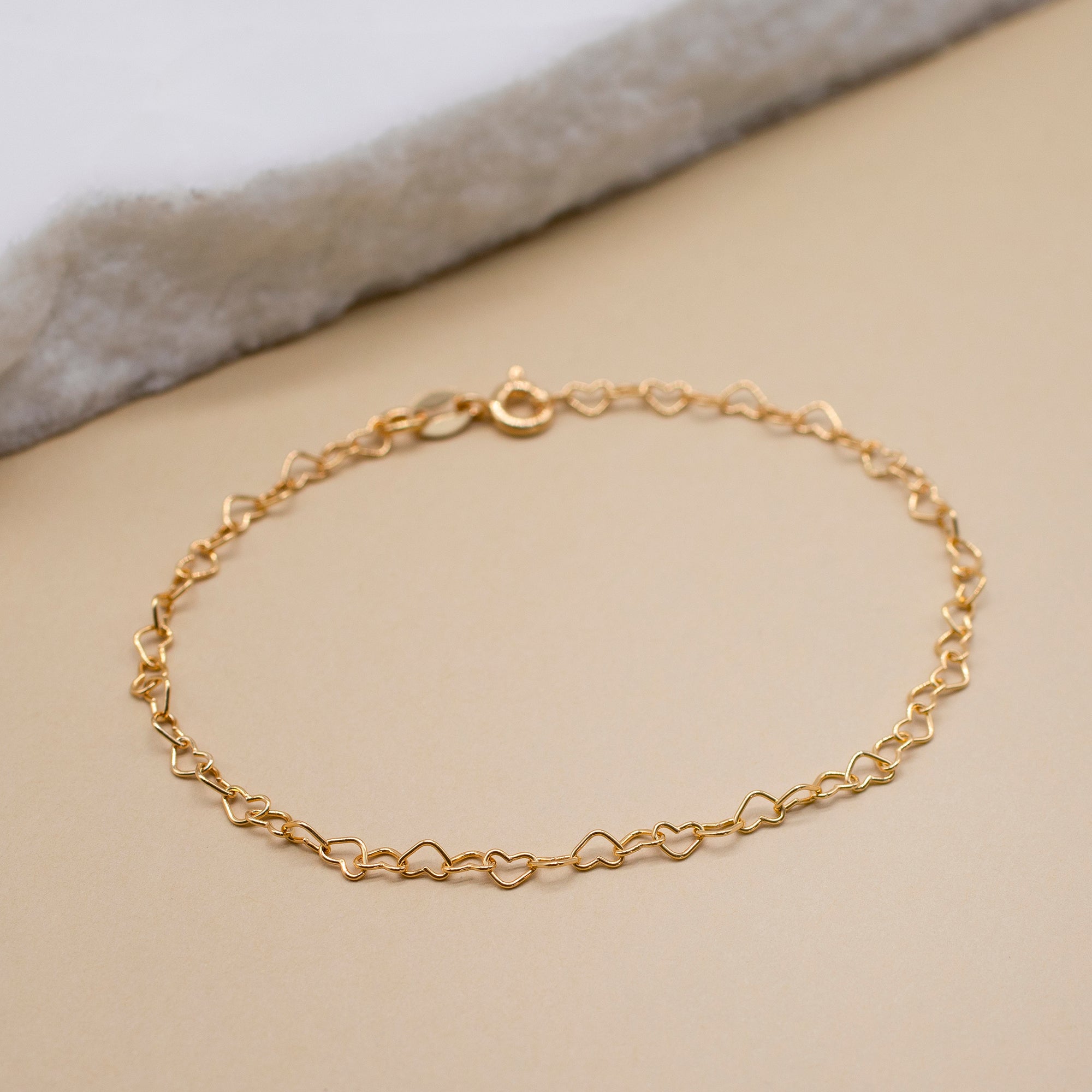 Sterling Silver or Gold Plated Open Heart Link Bracelet