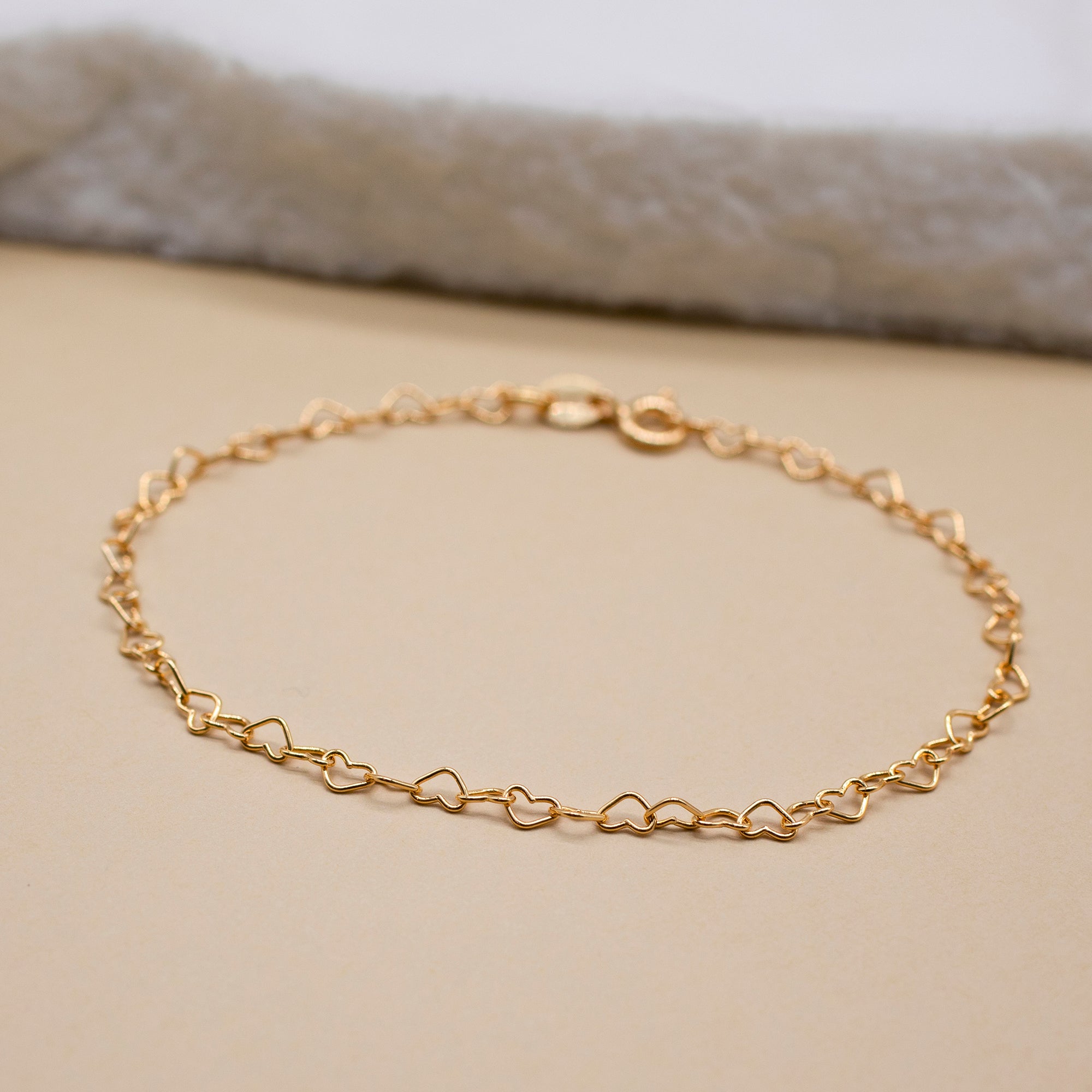 Sterling Silver or Gold Plated Open Heart Link Bracelet