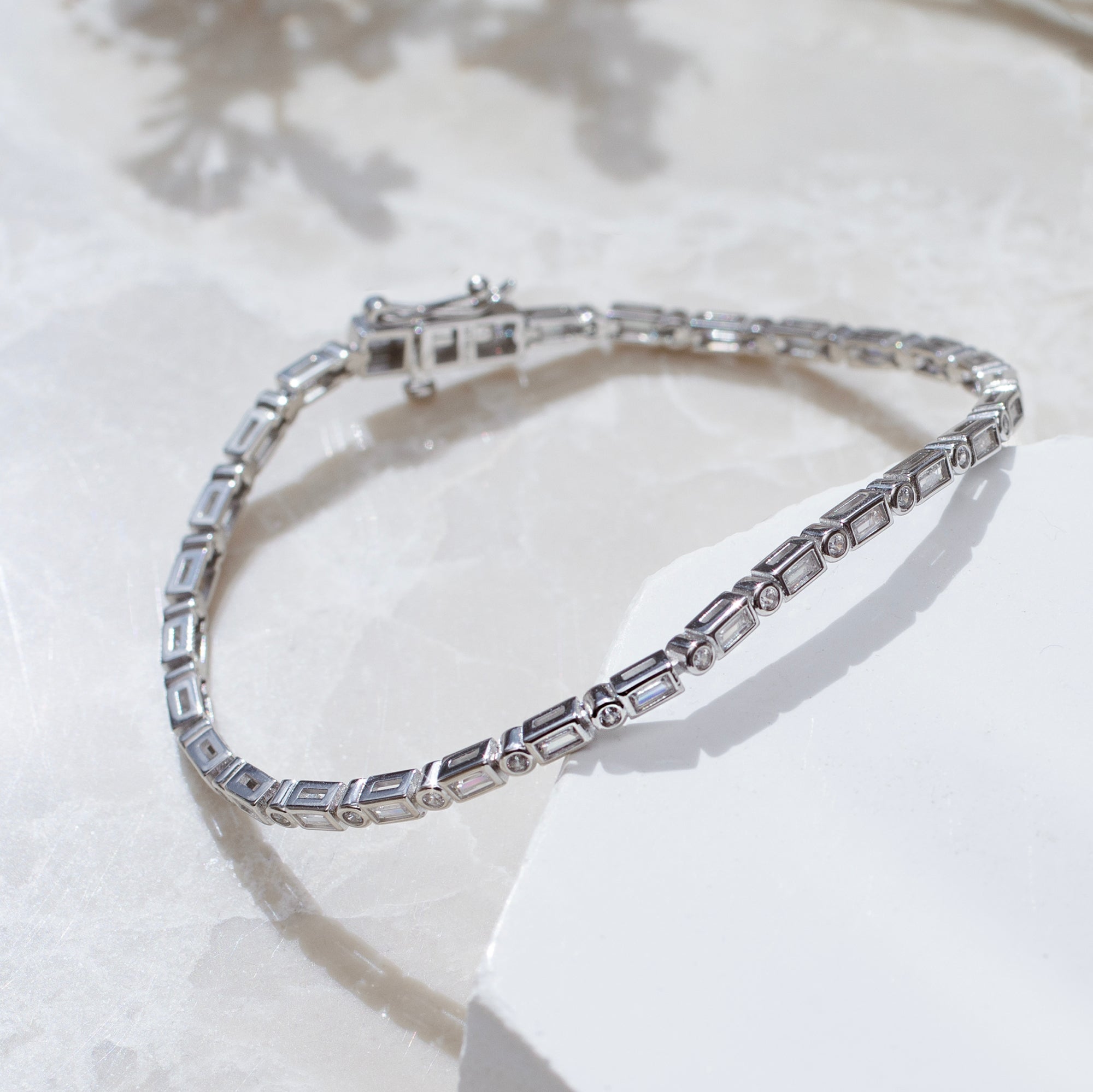 18ct Gold Plated or Sterling Silver Mixed Cut CZ Tennis Bracelet