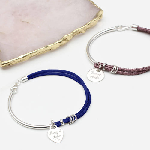 Personalised Silk And Sterling Silver Bangle
