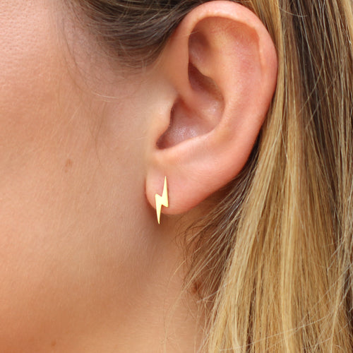 18ct Gold Plated Or Sterling Silver Mini Lightning Bolt Earrings