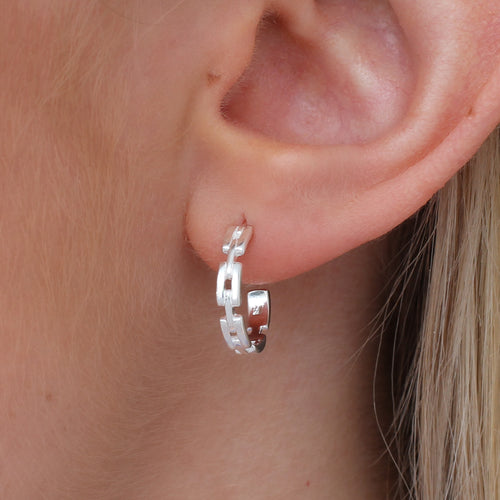 18ct Gold Plated Or Silver Chain Hoop Earrings