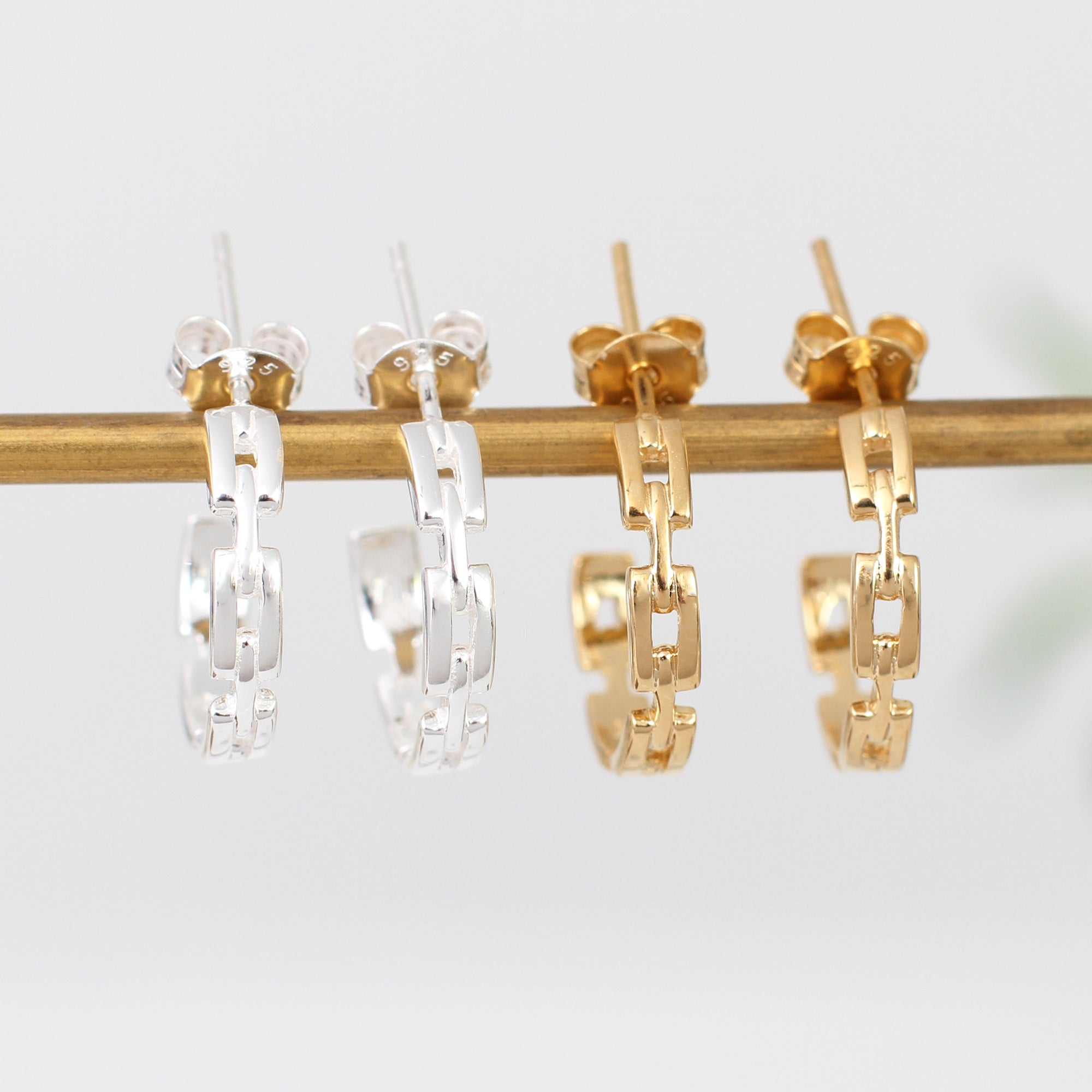 18ct Gold Plated Or Silver Chain Hoop Earrings