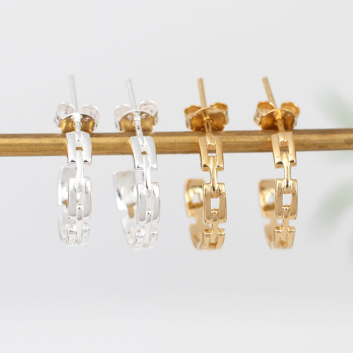 18ct Gold Plated Or Silver Chain Hoop Earrings