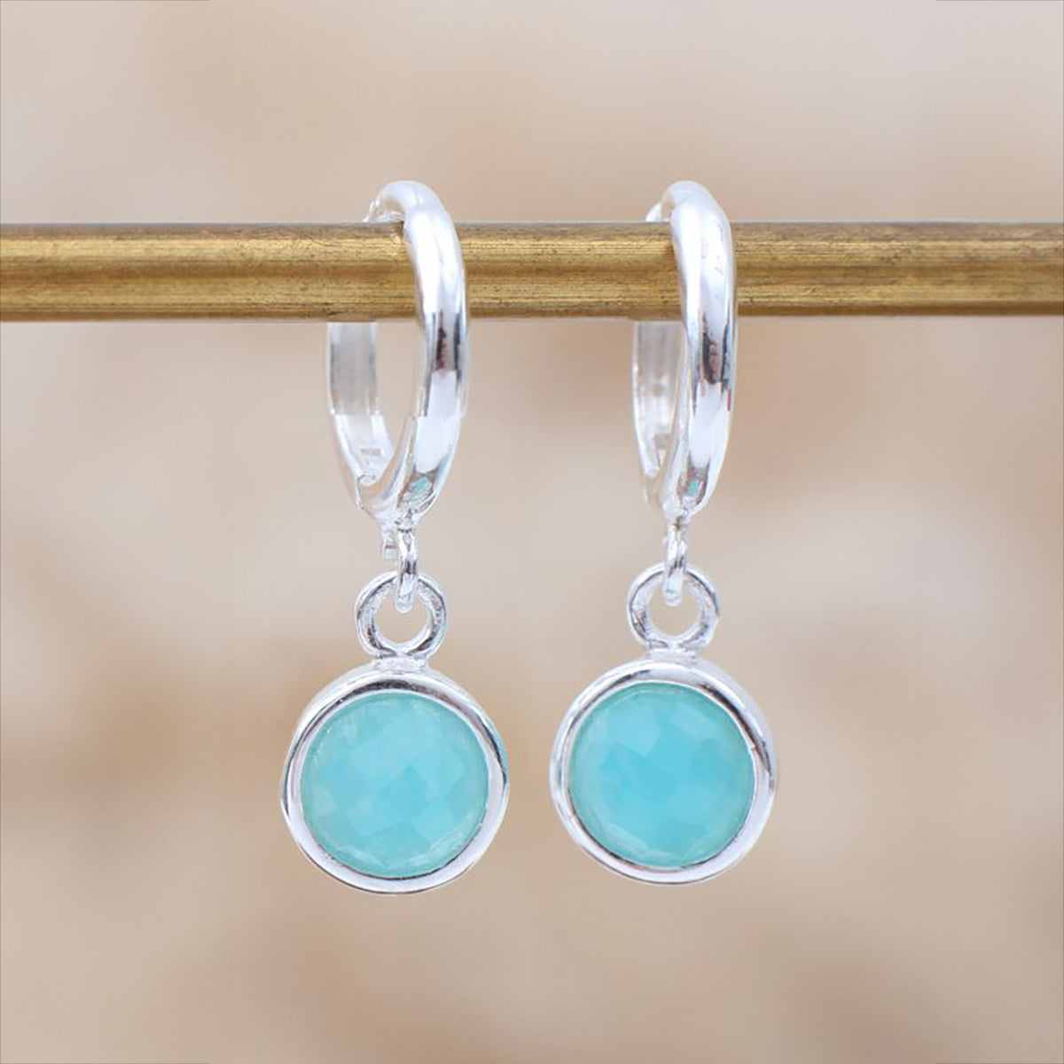 18ct Gold Plated or Silver Semi Precious Hoop Earrings