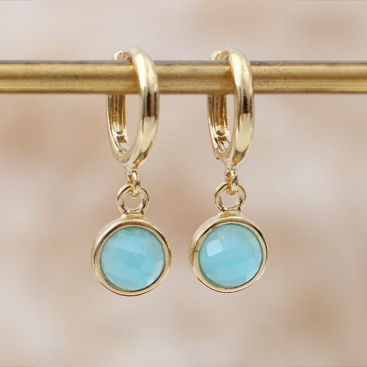 18ct Gold Plated or Silver Semi Precious Hoop Earrings