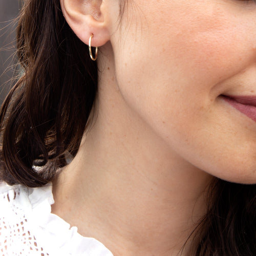 9ct Yellow Gold Tube Diamond Cut Hoop Earrings