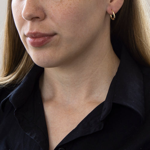 9ct Yellow Gold Patterned Creole Hoop Earrings