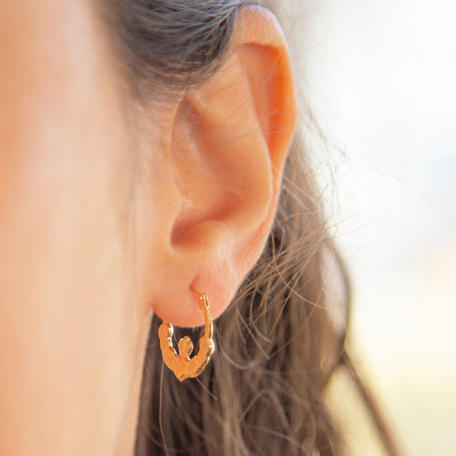 9ct Yellow Gold Claddagh Creole Hoop Earrings