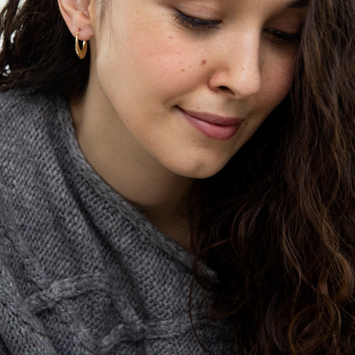 9ct Yellow Gold Tulip Style Hoop Earrings