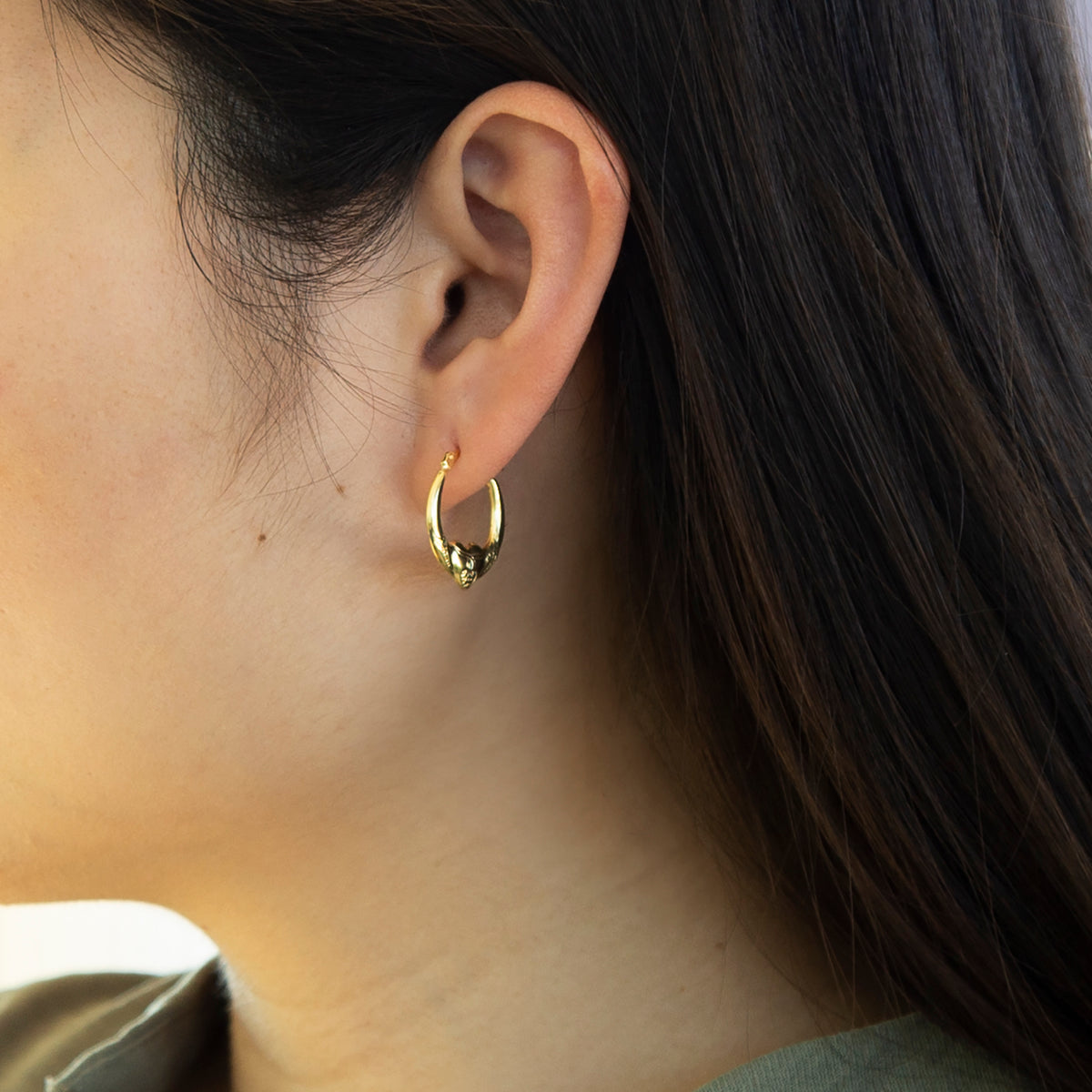 9ct Yellow Gold Patterned Heart Creole Hoop Earrings