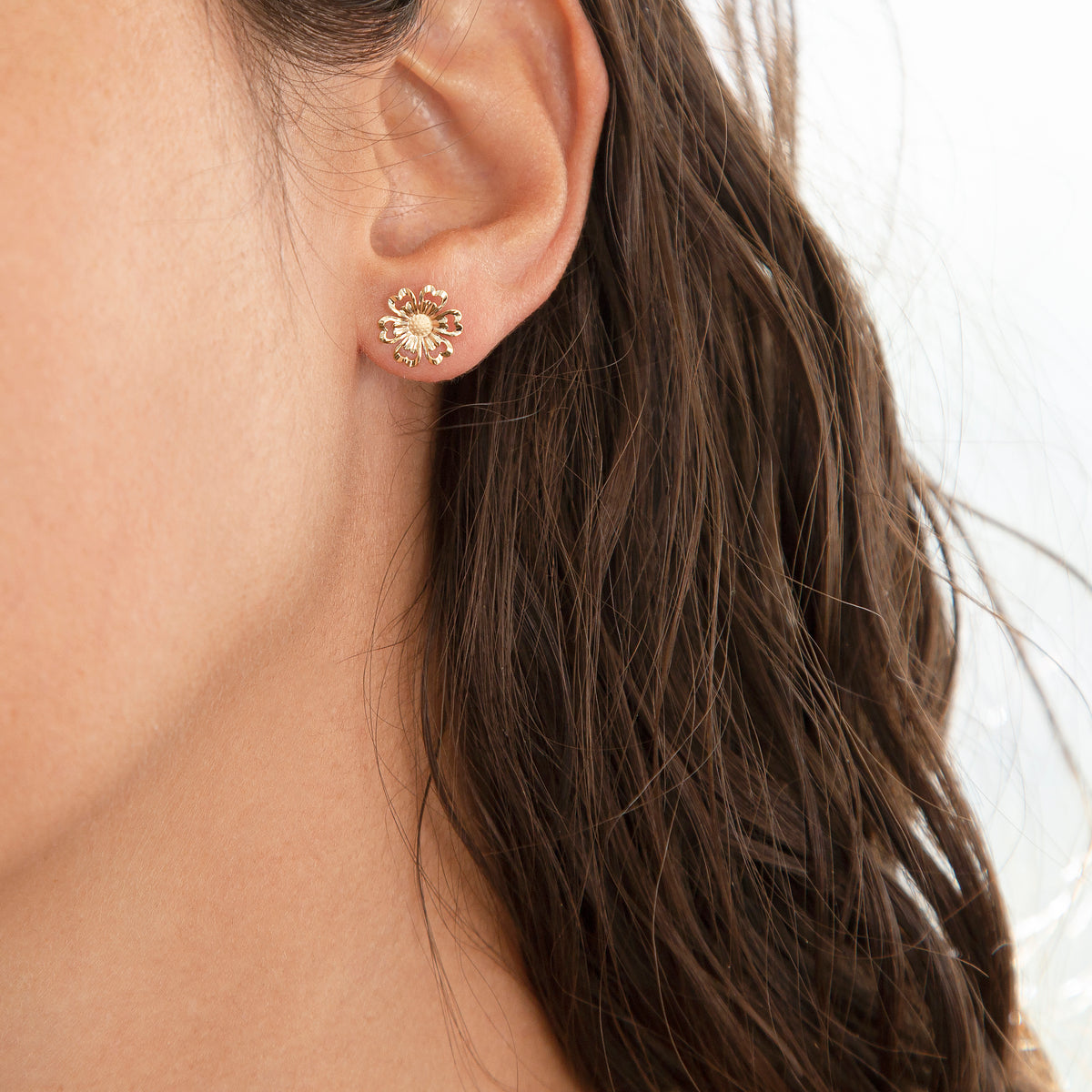 9ct Yellow Gold Flower Stud Earrings