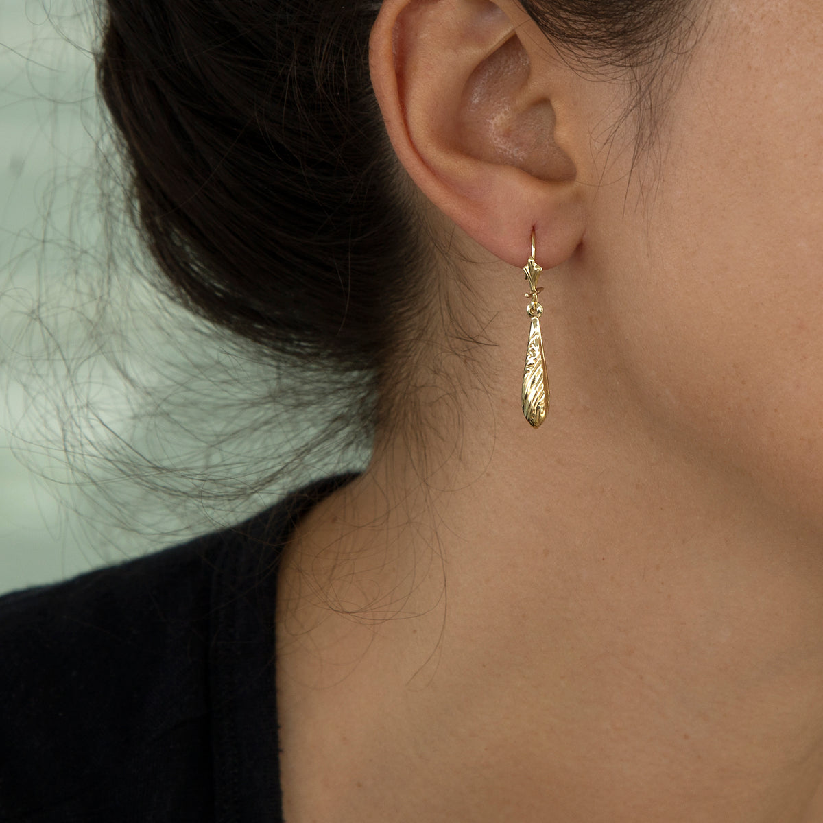 9ct Yellow Gold Dangle Drop Earrings