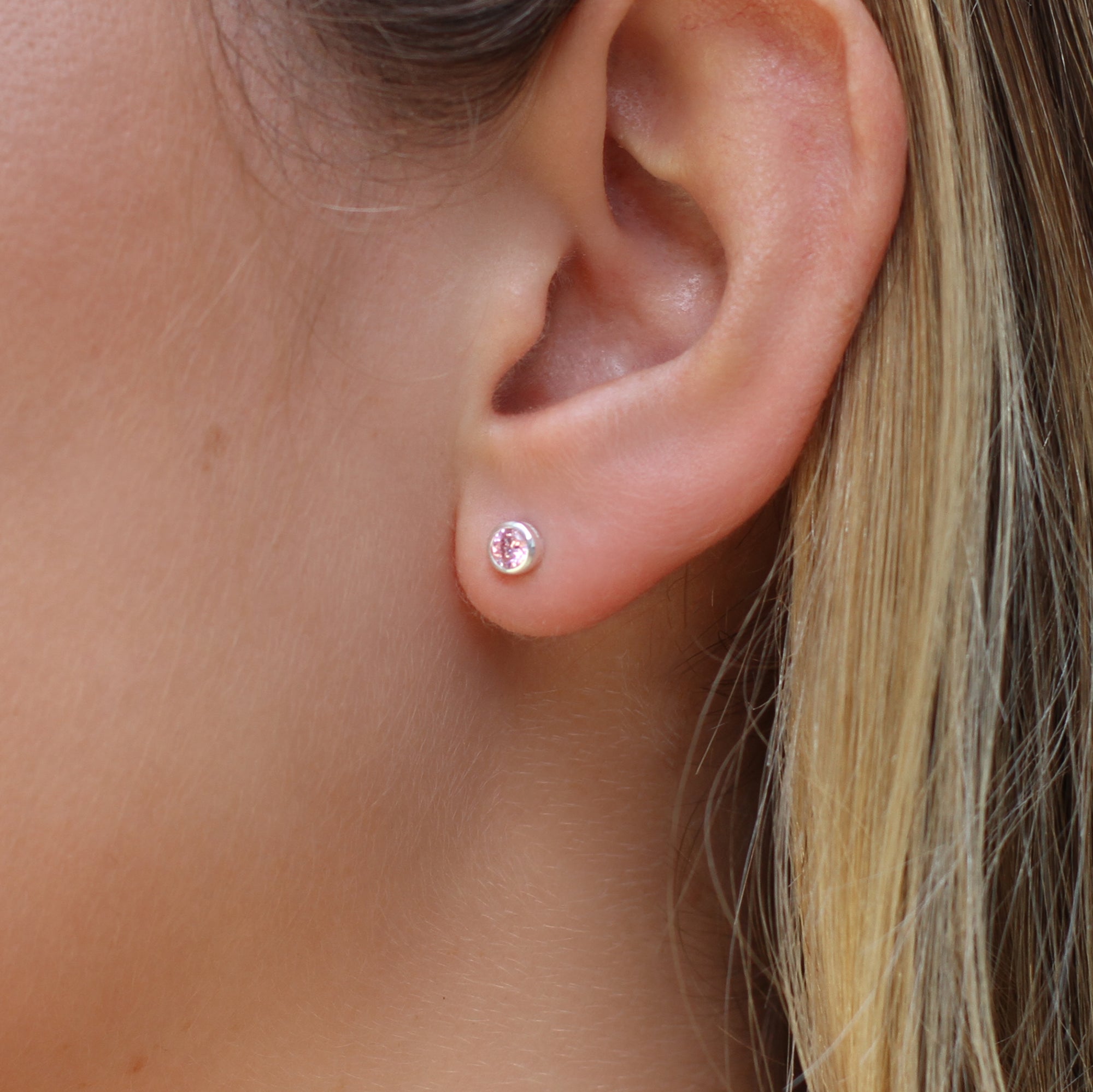 Sterling Silver Birthstone Stud Earrings