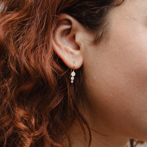 18ct Gold Plated Triple Mother of Pearl Hook Earrings