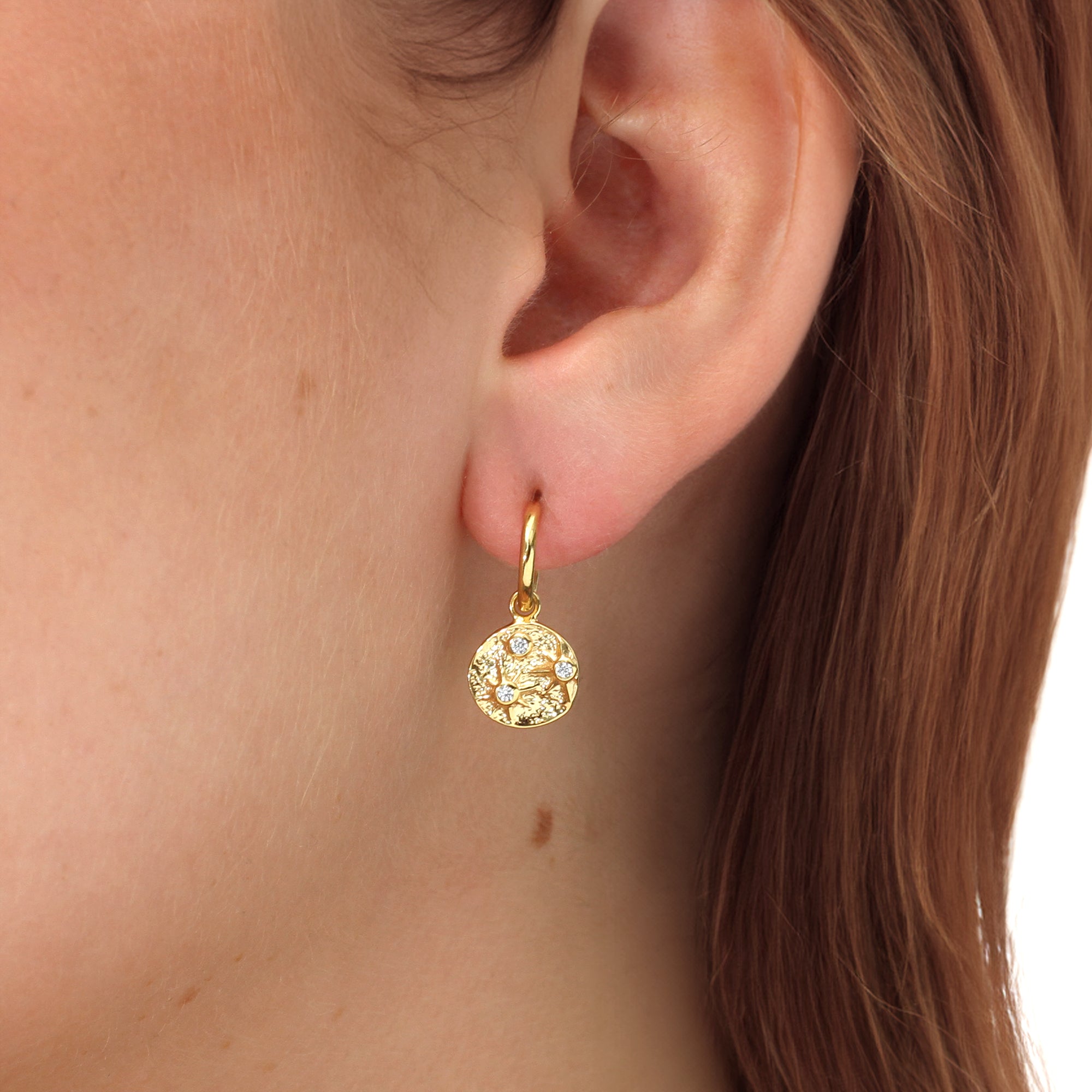 Sterling Silver or 18ct Gold Plated Cz Star & Moon Earrings