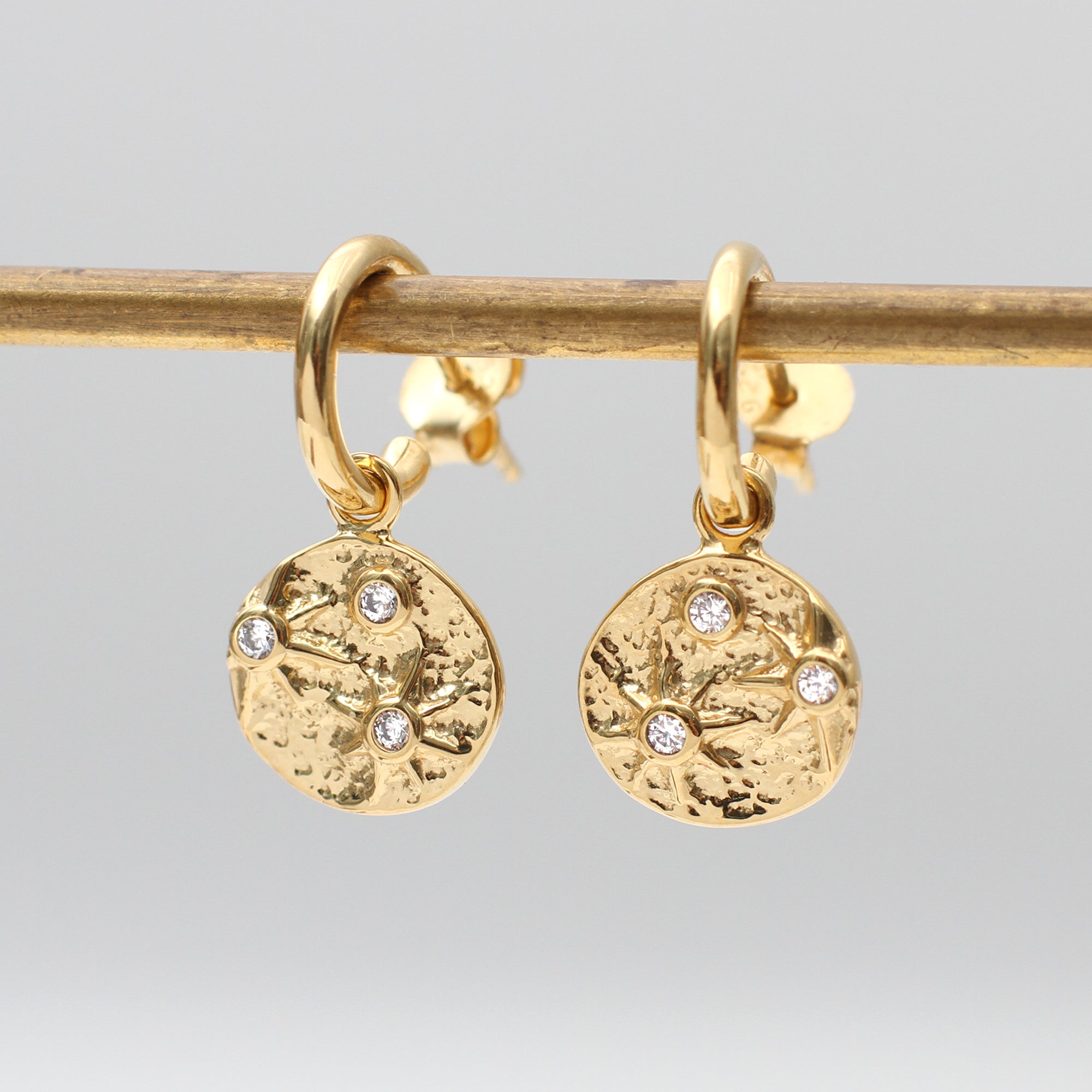 Sterling Silver or 18ct Gold Plated Cz Star & Moon Earrings