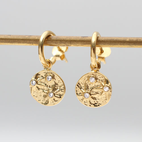 Sterling Silver or 18ct Gold Plated Cz Star & Moon Earrings