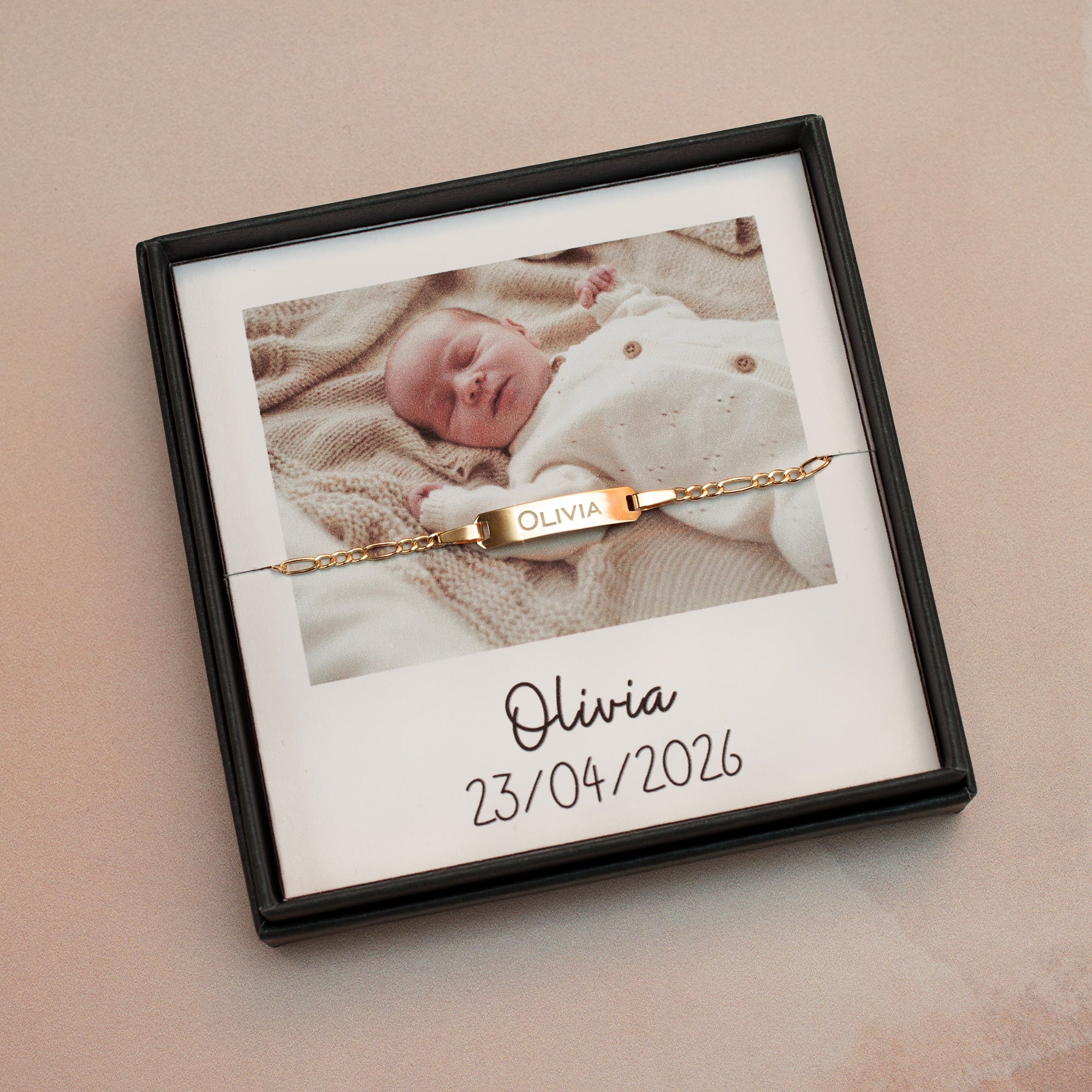 Personalised 9ct Gold Christening Bracelet With Photobox