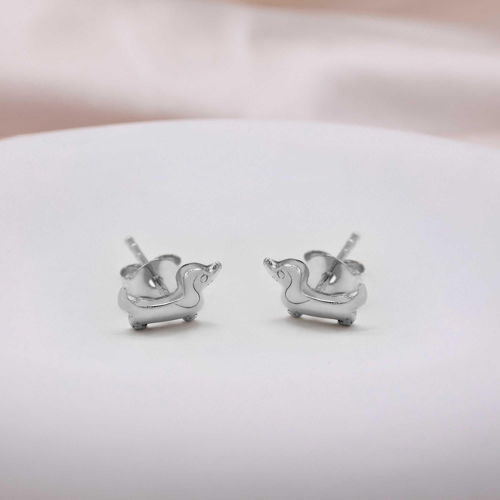 Sterling Silver or 18ct Yellow Gold Plated Tiny Dachshund Dog Earrings