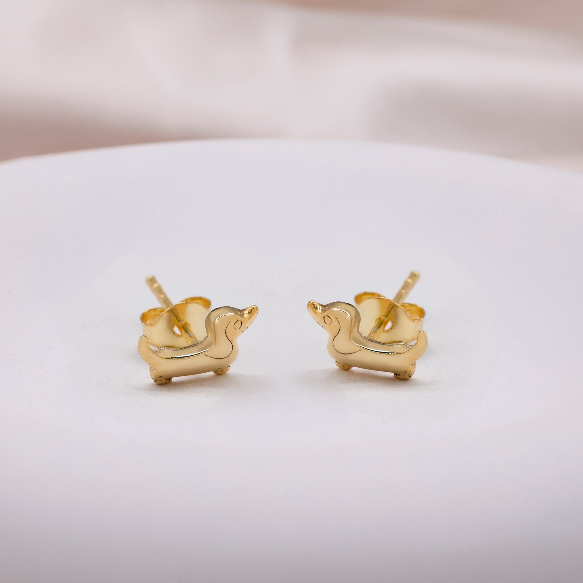 Sterling Silver or 18ct Yellow Gold Plated Tiny Dachshund Dog Earrings