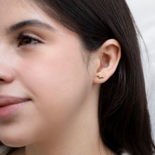 Sterling Silver or 18ct Yellow Gold Plated Tiny Dachshund Dog Earrings