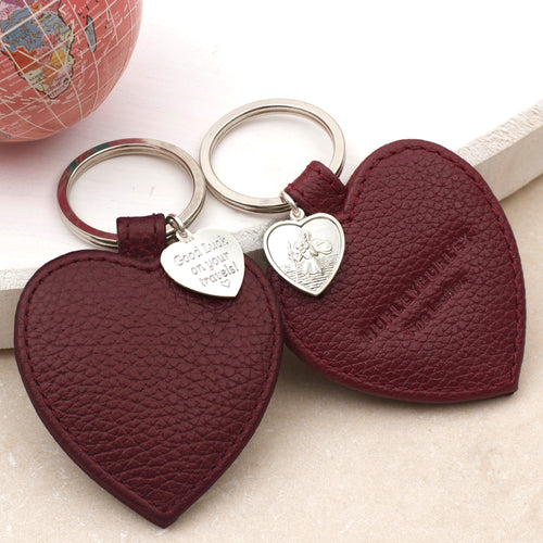 Personalised Sterling Silver St Christopher Heart Keyring