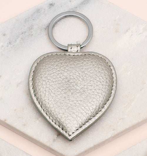 Luxury Silver Leather Heart Keyring
