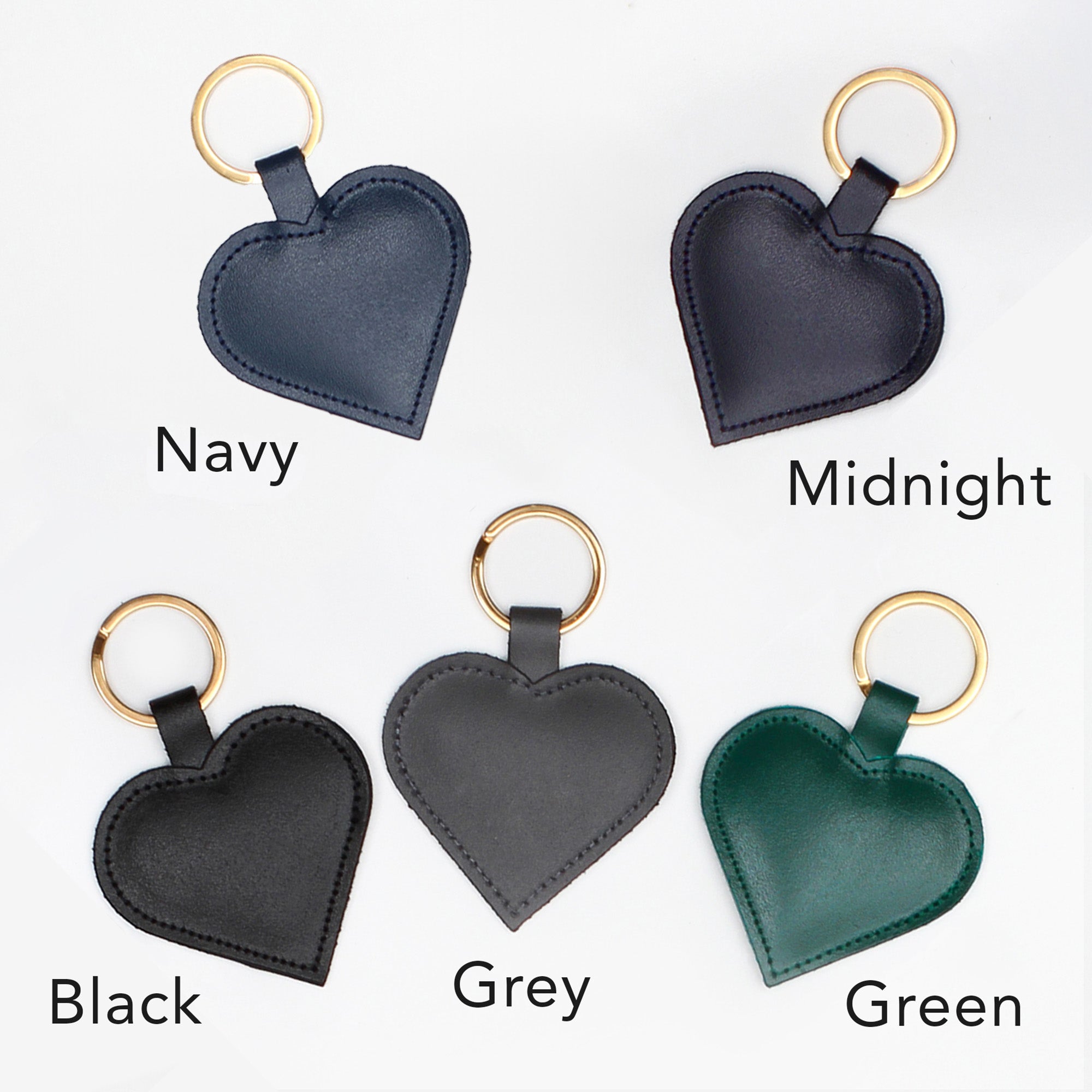Personalised Name Leather Heart Keyring