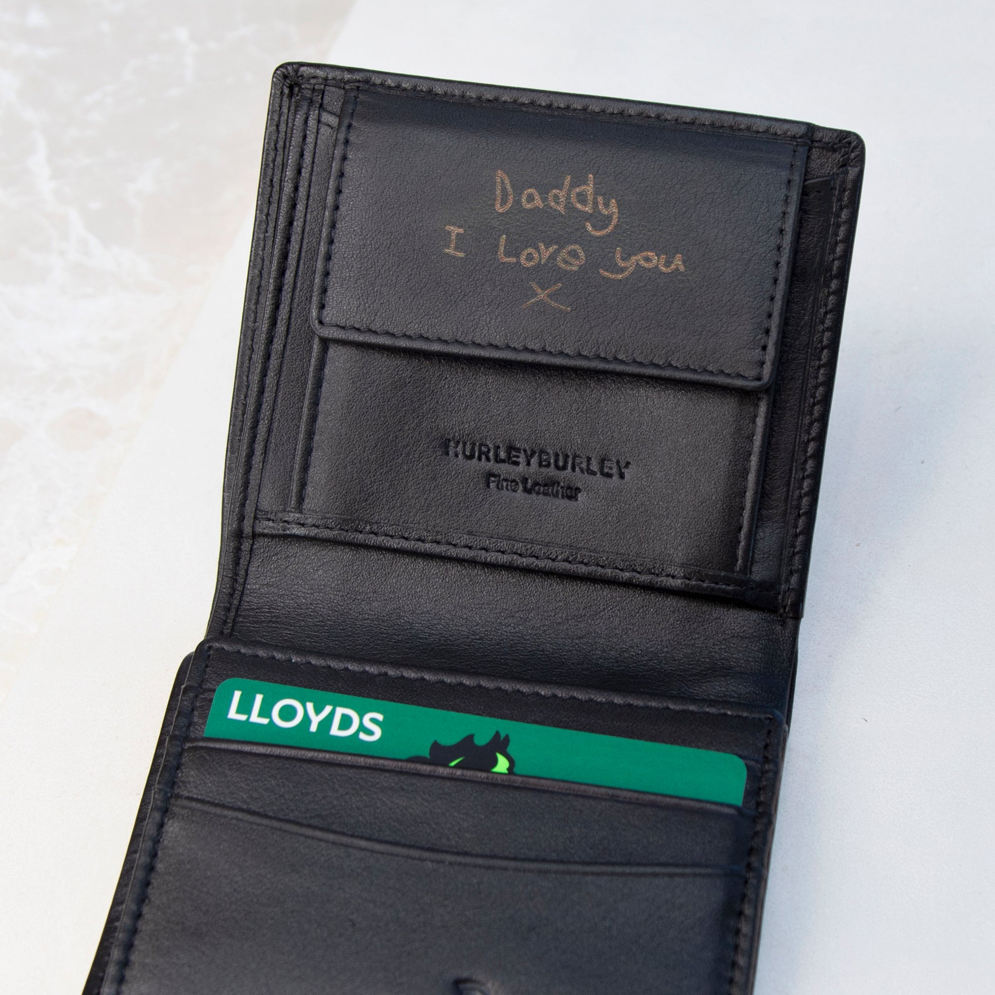 Handwritten Message Luxury Leather Billfold Wallet
