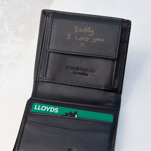 Handwritten Message Luxury Leather Billfold Wallet