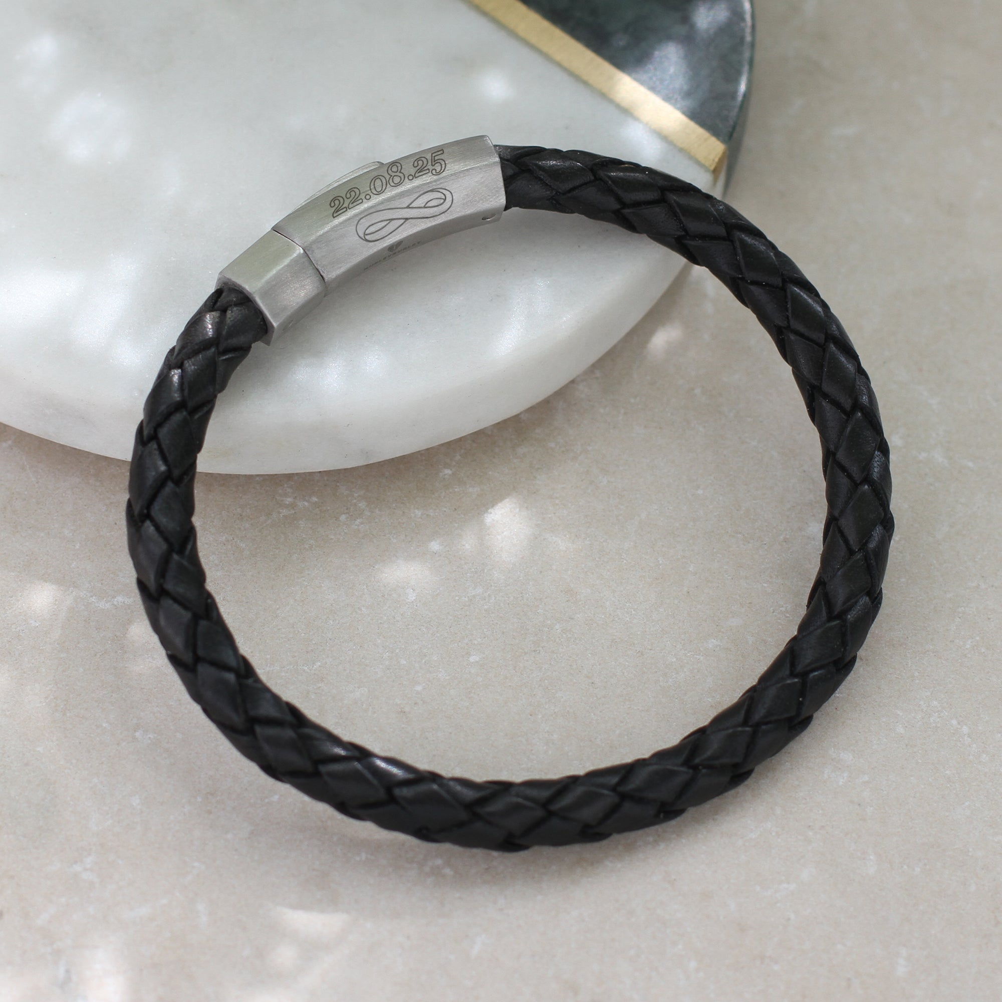 Personalised Leather Infinity Message Bracelet