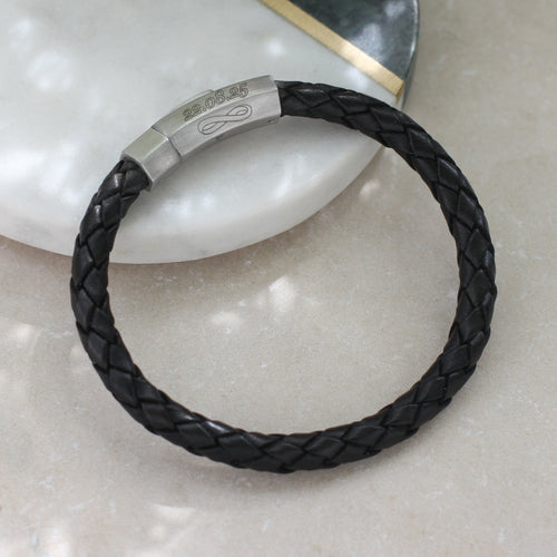 Personalised Leather Infinity Message Bracelet