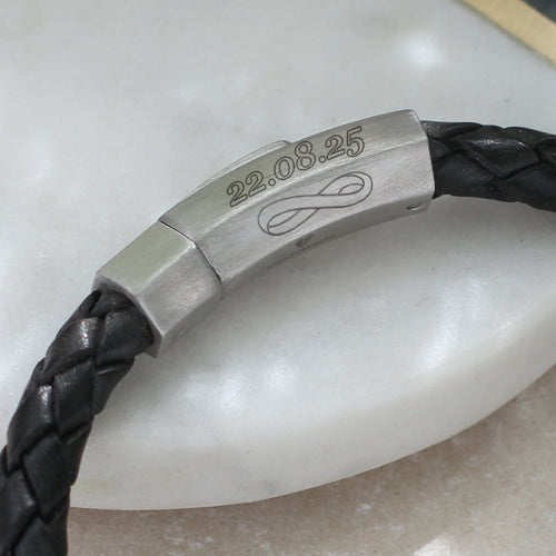 Personalised Leather Infinity Message Bracelet