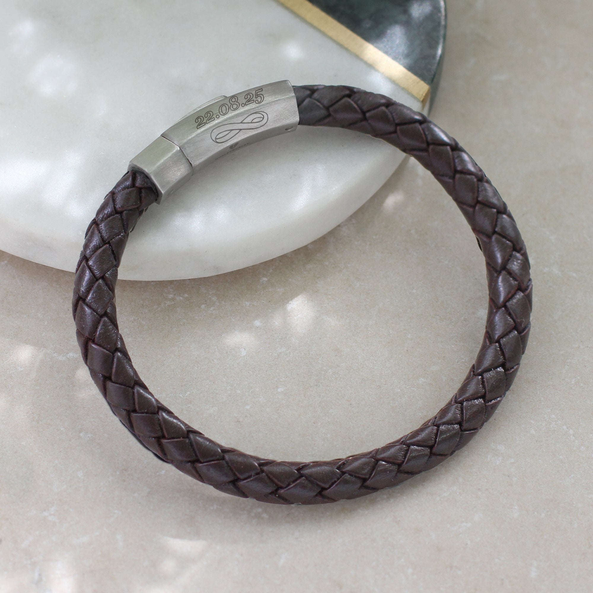 Personalised Leather Infinity Message Bracelet