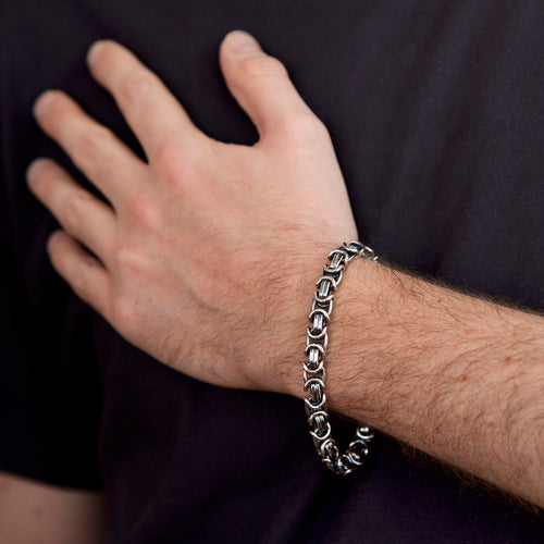 Men's Heavy Silver Chain Detail Bracelet