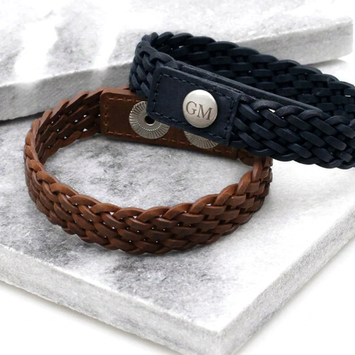 Personalised Initial Plaited Leather Bracelet