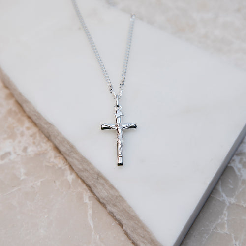 Mens Personalised Sterling Silver Crucifix Pendant