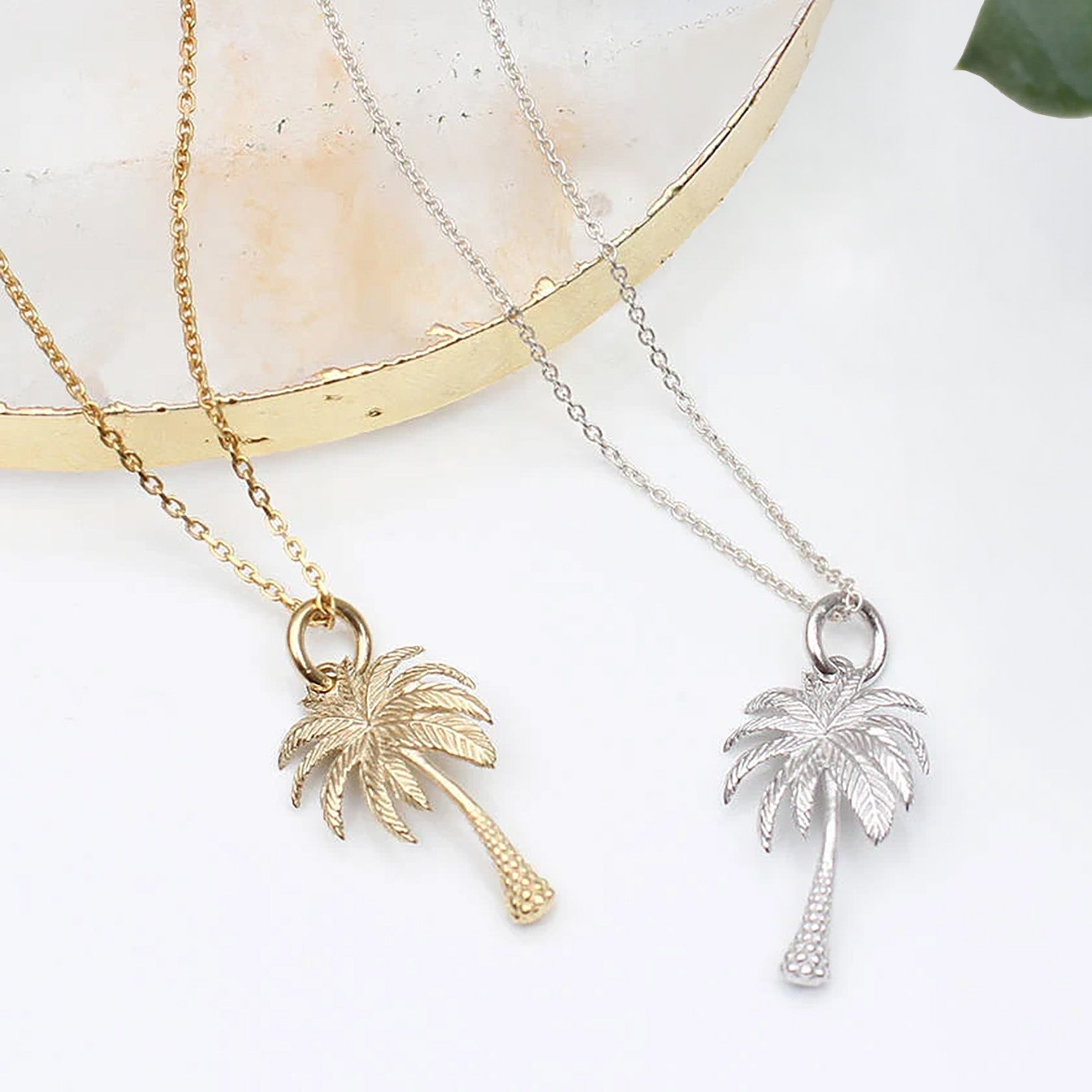 18ct Gold Plated Or Silver Palm Tree Necklace