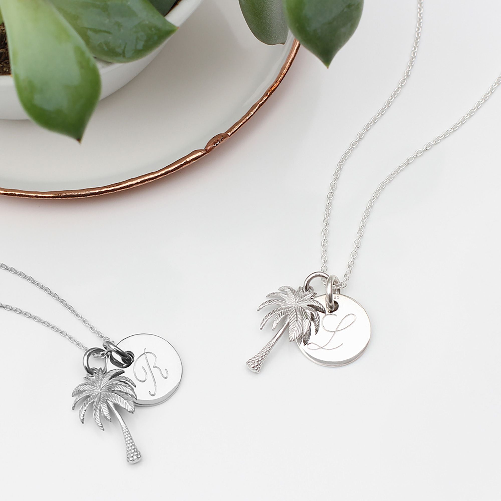 Personalised Sterling Silver Palm Tree Necklace