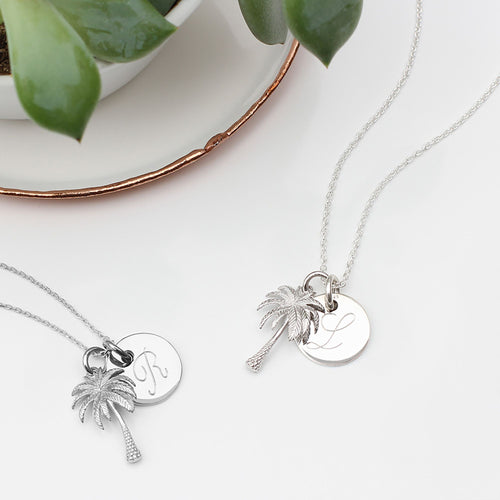 Personalised Sterling Silver Palm Tree Necklace